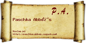 Paschka Abbás névjegykártya
